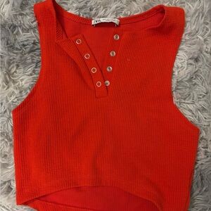 Zara Women's Red Sleeveless Top